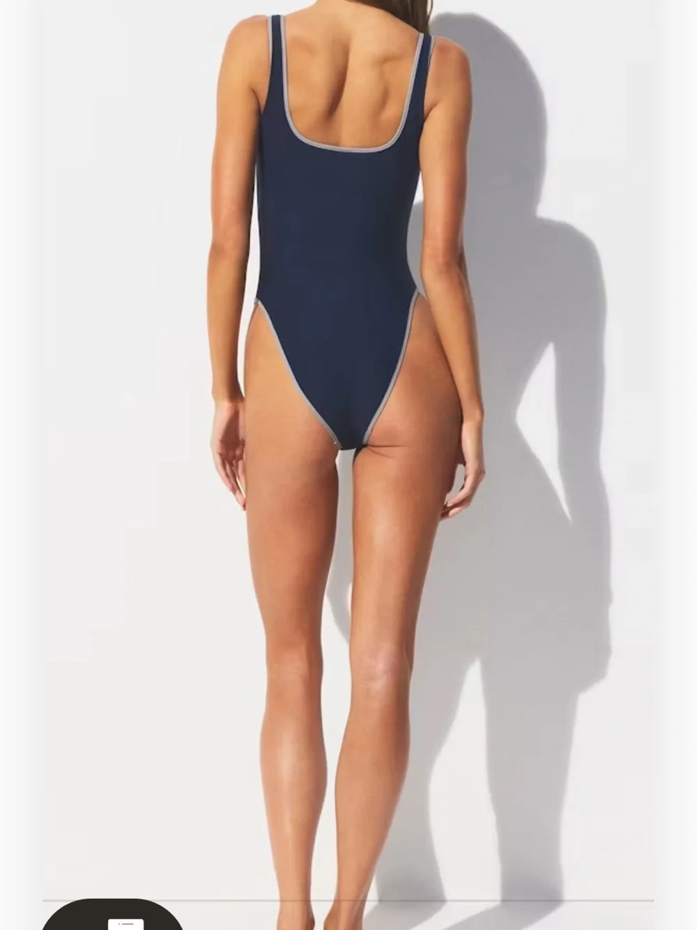 Skim Navy Contrast-Trim One-Piece Swimsuit
